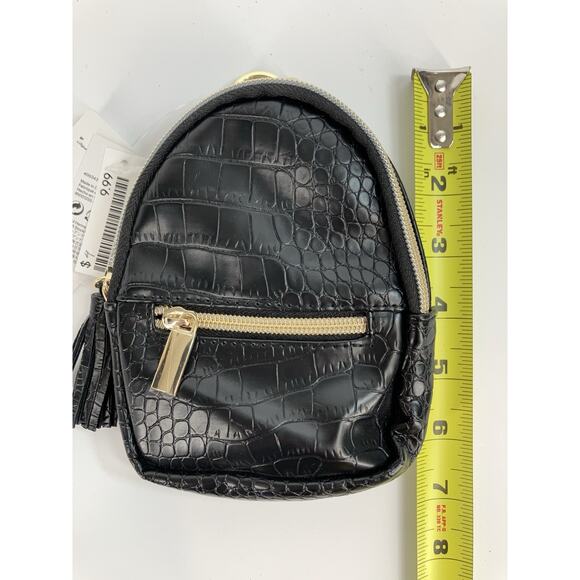 H&M Mini Backpack Keychain Accessory Black Crocodile Pattern Gold Hardware NWT - Picture 2 of 10